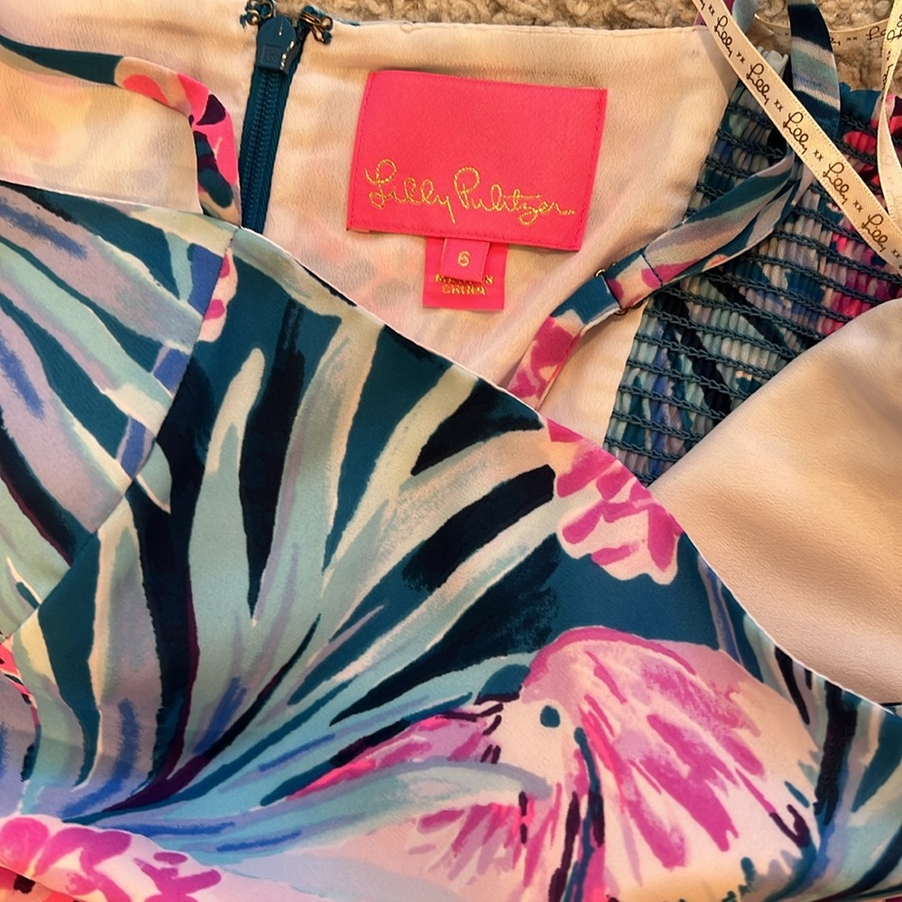 Lilly Pulitzer Blue Pink Tropical Print Maxi Dress - Picture 7 of 9